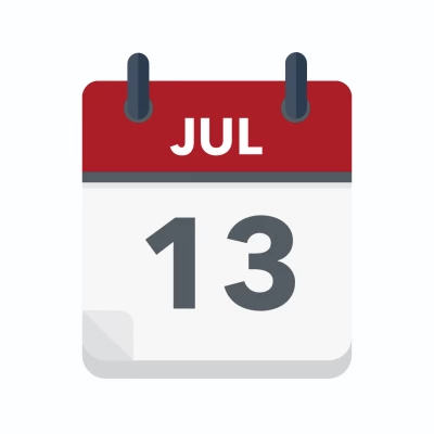 Calendar icon showing 13th July