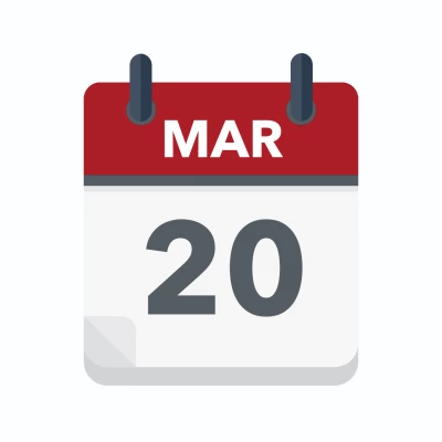 Calendar icon showing 20th March