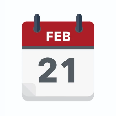 Calendar icon showing 21st February