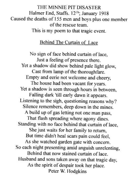 Poem for the Minnie Pit Disaster by Peter Hodgkins_220117